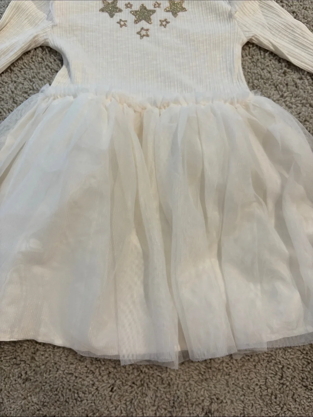 Old Navy Cream Tulle Dress with Gold Star Accents